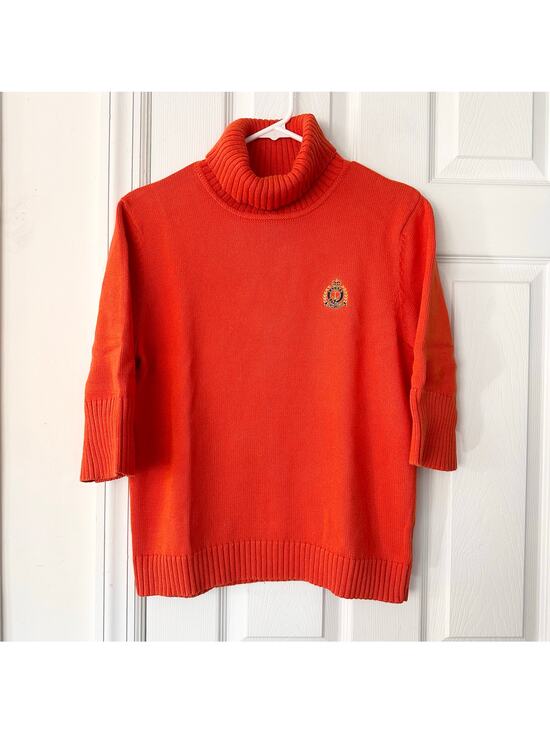 Lauren Ralph Lauren Sweaters - Lauren Ralph Lauren Vintage Orange Half Sleeve Turtleneck Sweater Crest Large